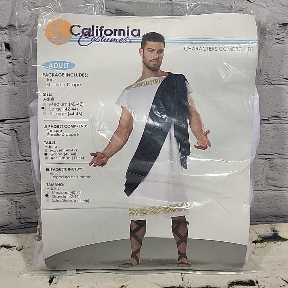 California Costume GRECIAN TOGA Greek Julius Caesar Mens Large L 42-44 New NIP